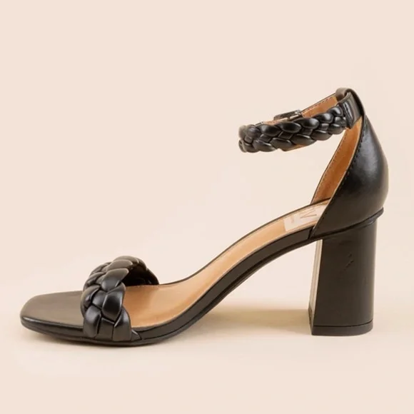 NEW DV Dolce Vita Hassa Heeled Sandal Black Braided Straps‎ - Picture 3 of 14
